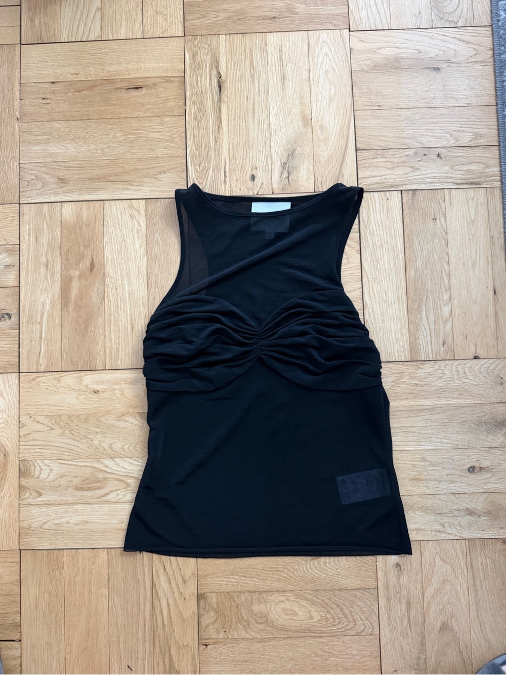 Reformation Black Ruched Bust Tank Top